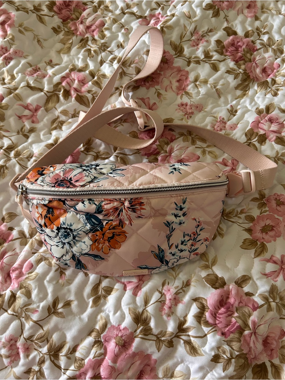 Vera Bradley Quilted Floral Crossbody Waist Bag in Blush Pink